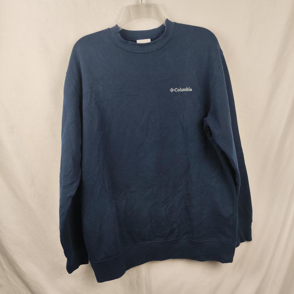 Columbia Sweatshirt Mens Medium Blue Crewneck Fleece Pullover Embroidered Logo